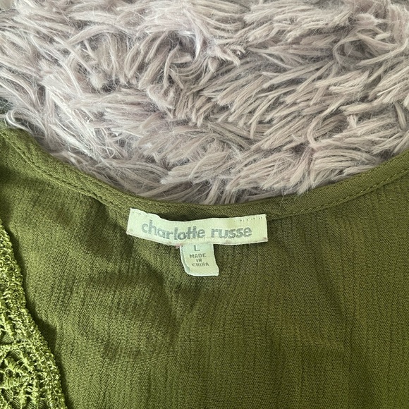 Charlotte Russe Olive Green Lace Trim Romper - Picture 5 of 7